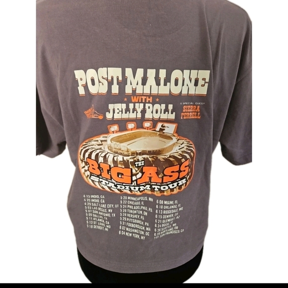 Post Malone With Jelly Roll The Big Ass Stadium Tour Womens Cropped Tee XL - Picture 4 of 10